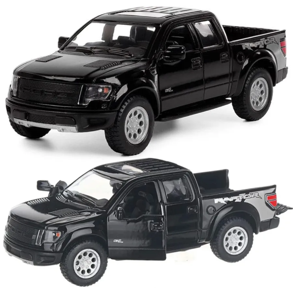 Машинка металева Kinsmart 1:46 2013 Ford F-150 SVT Raptor SuperCrew KT5365W інерційна, двері відчиняються / Чорний