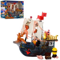 Корабель піратів 50828 D розмір корабля д31-в26-ш10см, фігурки піратів, скриня, в коробці 38-31-12см