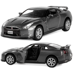 Игрушечная машинка металлическая Kinsmart 1:36 2009 Nissan GT-R R35 инерционная, двери открываются KT5340W / Тёмно-серый.