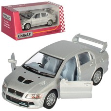 Машинка металлическая Kinsmart 1:36 "Mitsubishi Lancer Evolution VII" KT5052W инерционная, дверь открывается / Серебристый