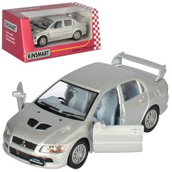 Машинка металлическая Kinsmart 1:36 "Mitsubishi Lancer Evolution VII" KT5052W инерционная, дверь открывается / Серебристый