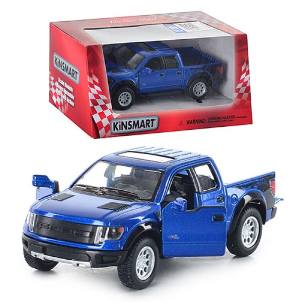 Машинка металлическая Kinsmart 1:46 2013 Ford F-150 SVT Raptor SuperCrew KT5365W инерционная, двери открываются / Синий