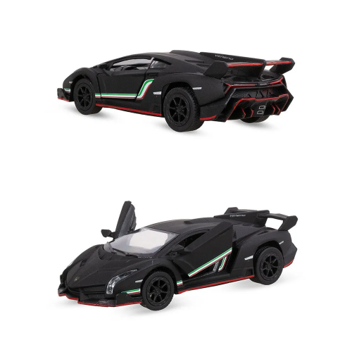 Металлическая машинка Kinsmart 1:36 Matte Lamborghini Veneno, инерционная, черная, KT5370W