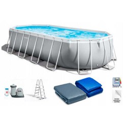 Intex Басейн каркасний 26798 NP об'єм:18202л, розмір:610х305х122см, насос-фільтр 5678л/год, драбина, тент, підстилка, в коробці