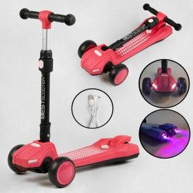 Самокат трехколесный LT-11746 Best Scooter с парогенератором (6) складной руль, ЗВУК МАШИНЫ, ДЫМ, СВЕТ, пластмассовый, колеса PU 120х35мм, в коробке