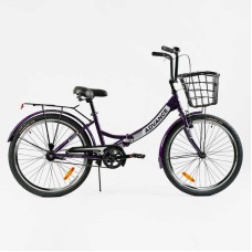 Велосипед складний Corso 24" Advance AD-24198 + КОШИК, одношвидкісний, складна сталева рама 14", корзина, багажник