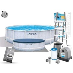 Intex Басейн каркасний 26746 488х122см (5 678 л/год, драбина, тент, підстилка), об'єм - 19156 л