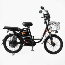 Електровелосипед Corso «Shadow» 22" дюймів SH-9038-7 / 9083-7 (1) ЧОРНО-ЧЕРВОНИЙ, рама сталева, двигун 500W, акумулятор 48V20AH, корзина, у коробці