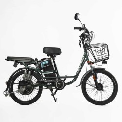Електровелосипед Corso «Shadow» 22" дюймів SH-8036-9 / C-31 !!!!! (1) ЗЕЛЕНИЙ, рама сталева, двигун 500W, акум. 48V20AH, корзина, покришки 22*1.95