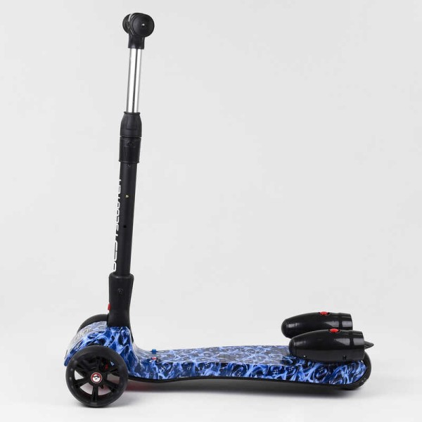 Самокат "Best Scooter" MAXI" 46189 с парогенератором (4) МУЗЫКА, ДЫМ, ТУРБИНЫ, пластмассовый, колеса PU 120х40мм, складной алюминиевый руль, в коробке