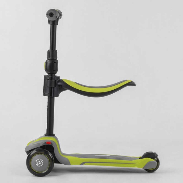 Самокат триколісний Best Scooter JS-20815  (4) з сидінням, алюмінієве кермо, 3 колеса PU зі світлом, d = 12 см