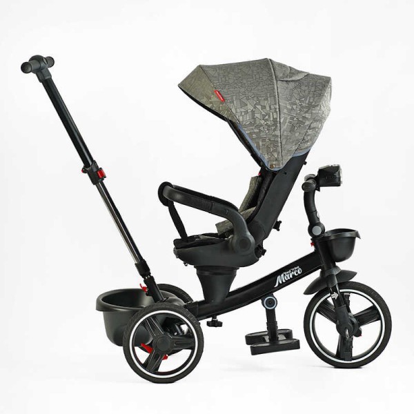 Велосипед 9155/318-82 BestTrike "Marco" поворотне сидіння, складне кермо, колеса з прогумованим PU, кошик, телескопічна ручка, фара музична