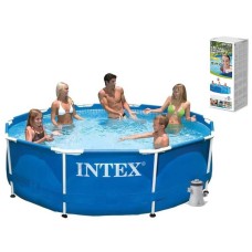 Intex Басейн каркасний 28202 NP об'єм: 4485л, розмір:305х76см, фільтр-насос 1250л/год, мережа 220-240В, вік 6+ років