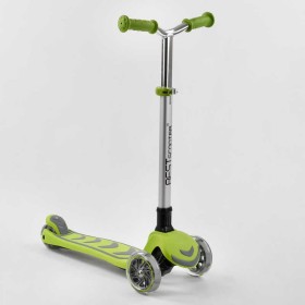 Самокат трехколесный Y-00436 (4) Best Scooter, САЛАТОВЫЙ, складной алюминиевый руль, 4 колеса PU со светом, d=12 см