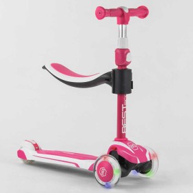 Самокат трехколесный Best Scooter JS-41008/63204 (4) с сидением, алюминиевый руль, 3 колеса PU со светом, d=12 см