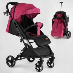 Візок прогулянковий дитячий "JOY" Comfort L-20115 колір РОЖЕВИЙ, рама сталь з алюмінієм, футкавер, підсклянник, телескопічна ручка