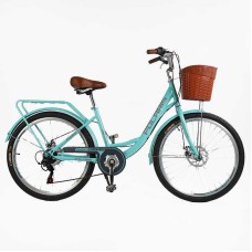 Велосипед міський Corso Polaris 26" PS-63909 + КОШИК сталева рама 16.5", Shimano 7 швидкостей, корзина, багажник