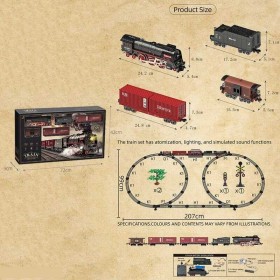 Залізниця 606 B (6) 5 вагонів довж. 85 см, дорога 99х207 см, підсвічування, парогенерація, звук-беззвуч. режим, рух вперед-назад, ак. 3.7V
