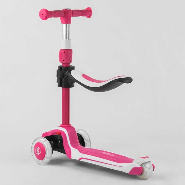 Самокат трехколесный Best Scooter JS-41008/63204 (4) с сидением, алюминиевый руль, 3 колеса PU со светом, d=12 см