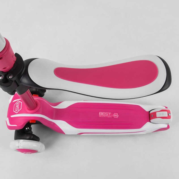 Самокат трехколесный Best Scooter JS-41008/63204 (4) с сидением, алюминиевый руль, 3 колеса PU со светом, d=12 см