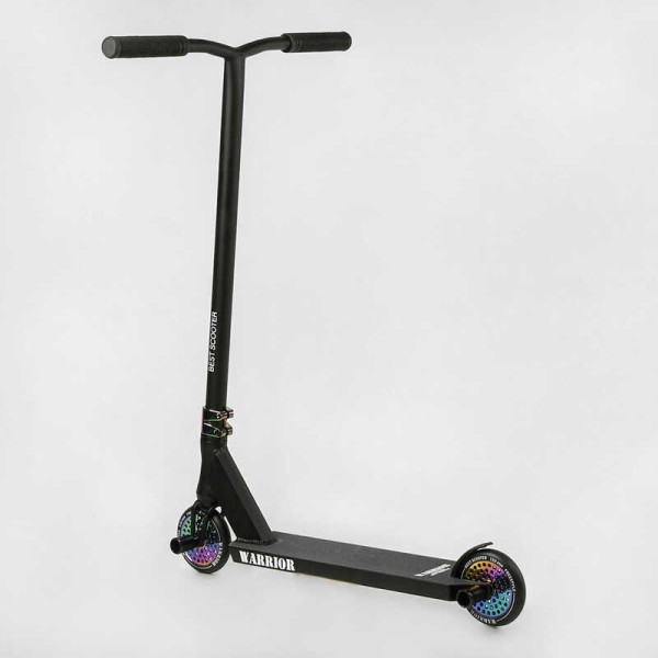 Самокат трюковый Т-60738 Best Scooter (4) "Warrior", HIC-система, ПЕГИ, алюминиевый диск и дека, колёса PU, d=120мм, ширина руля 58 см
