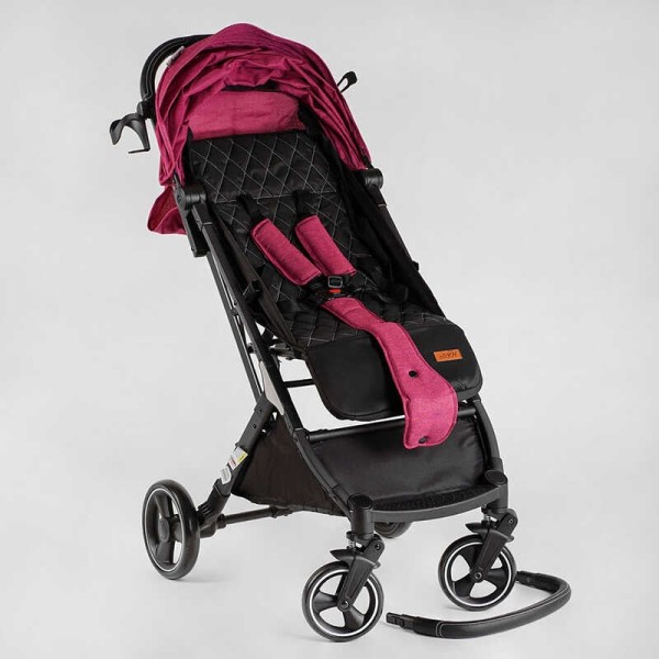 Візок прогулянковий дитячий "JOY" Comfort L-20115 колір РОЖЕВИЙ, рама сталь з алюмінієм, футкавер, підсклянник, телескопічна ручка