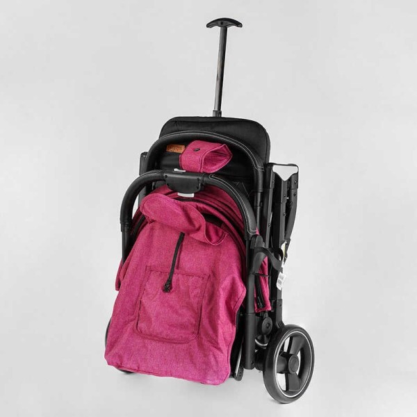 Візок прогулянковий дитячий "JOY" Comfort L-20115 колір РОЖЕВИЙ, рама сталь з алюмінієм, футкавер, підсклянник, телескопічна ручка