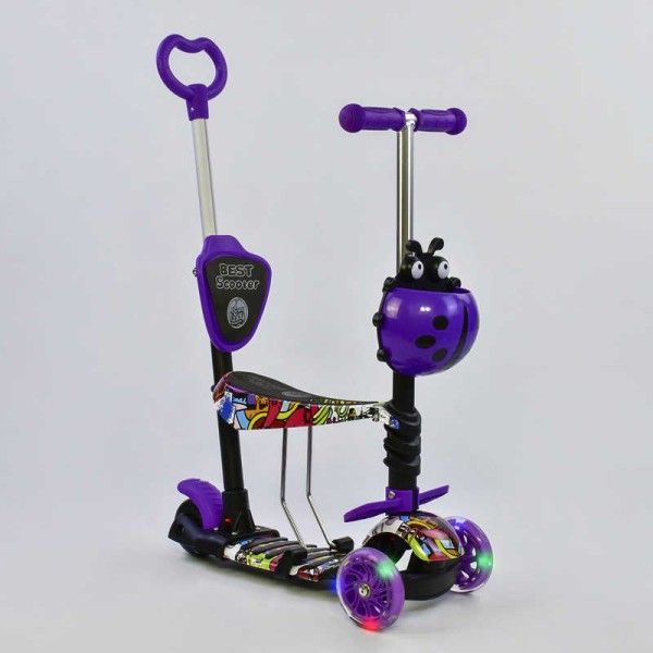 Самокат 5в1 13400 Best Scooter, АБСТРАКЦІЯ, PU колеса, ПІДСВІЧУВАННЯ КОЛІС, в коробці