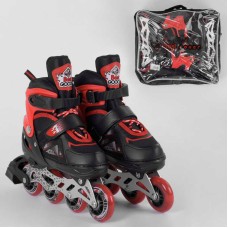 Ролики 8211-S Best Roller/розмір 30-33/колір - ЧЕРВОНИЙ (6) колеса PU, ПЕРЕДНЄ КОЛЕСО СВІТЛО, в сумці, устілка – 17-19.5 см, d коліс - 6.5 см,