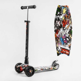 Самокат трехколесный MAXI S - 11405 (1) Best Scooter, съемный руль, колеса PU со светом, переднее 130х25 мм, задние сдвоенные 80х45 мм, в коробке