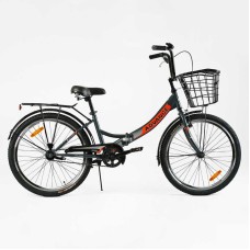 Велосипед складний Corso 24" Advance AD-24715 + КОШИК,  одношвидкісний, складна сталева рама 14", корзина, багажник