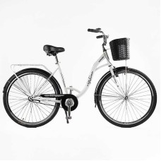 Велосипед міський Corso FORTUNA 28" FR-28006 + КОШИК одношвидкісний, сталева рама 20", корзина, багажник