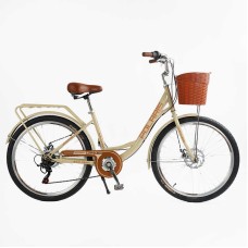 Велосипед міський Corso Polaris 26" PS-72411 + КОШИК сталева рама 16.5", Shimano 7 швидкостей, корзина, багажник