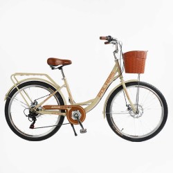 Велосипед міський Corso Polaris 26" PS-72411 + КОШИК сталева рама 16.5", Shimano 7 швидкостей, корзина, багажник