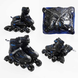 Ролики 91070-L /розмір 39-43/ колір – СИНІЙ (6) колеса PU, устілка 24-28 см, ПЕРЕДНЄ КОЛЕСО СВІТЛО, d – 6.5 см, в сумці