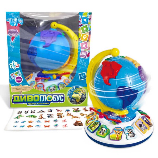 Диво-глобус 62609 WToys, Українське озвучення, 7 віршів, 7 пісень, 10 казок, ноти, цифри, сортер, підсвічування