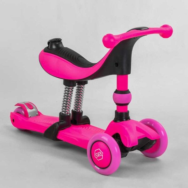 Самокат-велобег 3в1 трехколесный BS-23180 (4) Best Scooter, 3 колеса PU со светом, сидение, амортизаторы, родительская ручка
