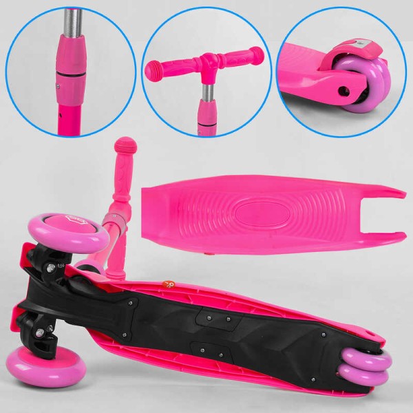 Самокат-велобег 3в1 трехколесный BS-23180 (4) Best Scooter, 3 колеса PU со светом, сидение, амортизаторы, родительская ручка