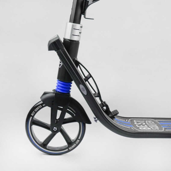 Самокат двухколесный "Best Scooter" L-50267 (2) ФАРА, колеса PU 200мм, 2 амортизатора, зажим руля, ручной тормоз, в коробке