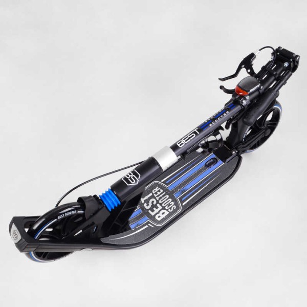Самокат двухколесный "Best Scooter" L-50267 (2) ФАРА, колеса PU 200мм, 2 амортизатора, зажим руля, ручной тормоз, в коробке