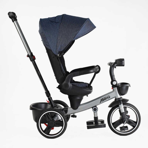 Велосипед 9155/303-19 BestTrike "Marco" поворотне сидіння, складне кермо, колеса з прогумованим PU, кошик, телескопічна ручка, фара музична