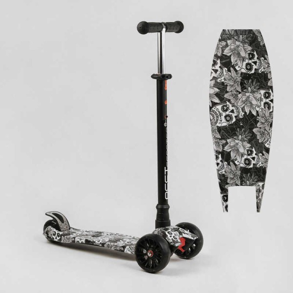 Самокат трехколесный MAXI S - 12208 (1) Best Scooter, съемный руль, колеса PU со светом, переднее 130х25 мм, задние сдвоенные 80х45 мм, в коробке