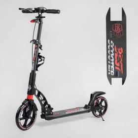 Самокат двухколесный "Best Scooter" 60054-R (2) ФАРА, переднее колесо PU 230 мм, заднее колесо 200мм, 2 амортизатора, дисковый тормоз, зажим руля