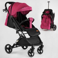Візок прогулянковий дитячий "JOY" Comfort L-20115 колір РОЖЕВИЙ, рама сталь з алюмінієм, футкавер, підсклянник, телескопічна ручка