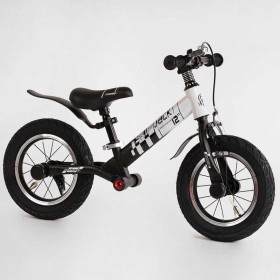 Велобег Corso "Skip Jack" 11057 (1) ЧЕРНО-БЕЛЫЙ, надувные колеса 12", стальная рама с амортизатором, ручной тормоз, подножка, в коробке