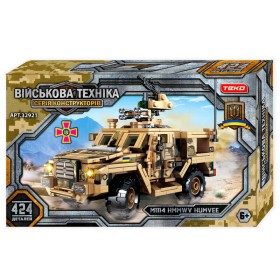 Конструктор “Військова техніка” 32921 (18) Teko, 424 деталі, військовий автомобіль “HMMWV M1114”, рухомі елементи