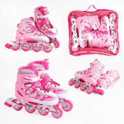 Ролики 62870-L Best Roller /розмір 38-42/ колір – РОЖЕВИЙ (6) колеса PU, ПЕРЕДНЄ КОЛЕСО СВІТЛО, устілка 24.5-26.5 см, d колес – 7 см, в сумці