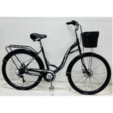 Велосипед міський Corso Liberty 28" дюймів LR-28193 + КОШИK, ТЕМНО-ЗЕЛЕНИЙ, сталева рама 20", Shimano 7 швидкостей, корзина, багажник