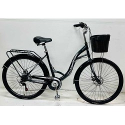 Велосипед міський Corso Liberty 28" дюймів LR-28193 + КОШИK, ТЕМНО-ЗЕЛЕНИЙ, сталева рама 20", Shimano 7 швидкостей, корзина, багажник