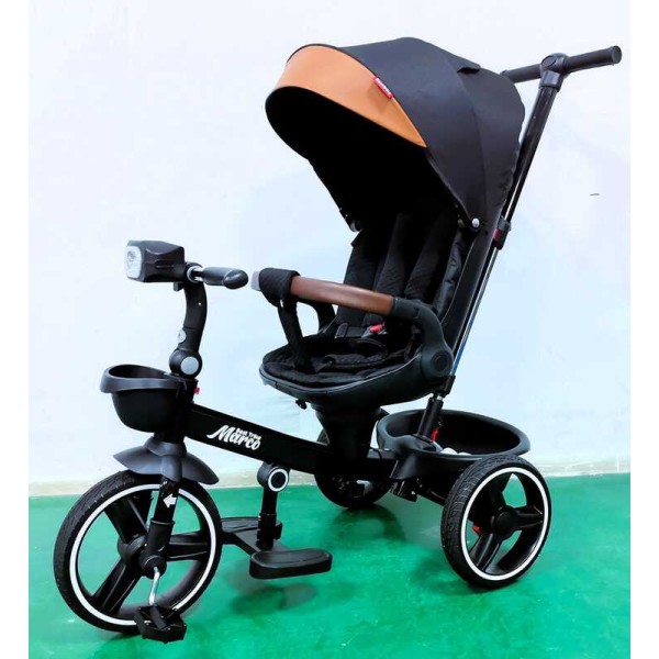 Велосипед 9155/312-51 BestTrike "Marco" поворотне сидіння, складне кермо, колеса з прогумованим PU, кошик, телескопічна ручка, фара музична